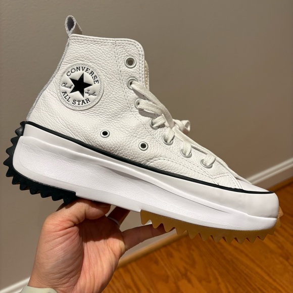 New Converse Run Star Hike Leather White Women's Platform Sneakers A04293C Sz 7 - Picture 5 of 12